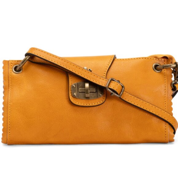 PRATESI Leather East West Crossbody Bag Golden Brown NWT Dust Bag Gold Hardware